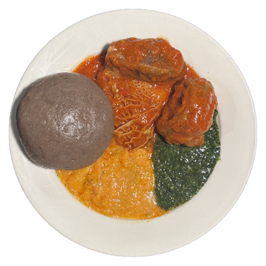 Amala on Spot (Gbegiri, Edewdu, Red Stew)